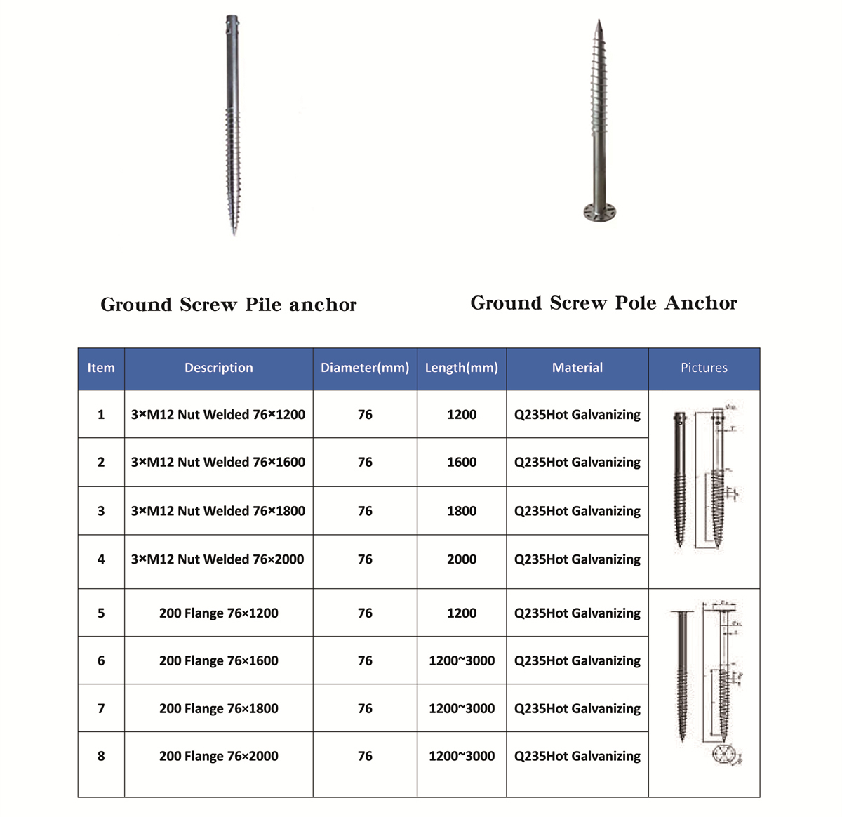 ground screw pole pile anchor